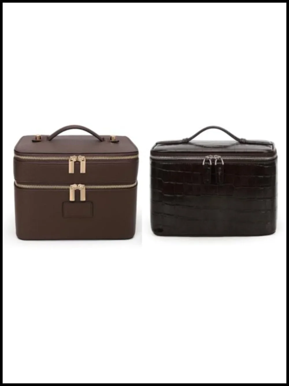 Waterproof PU Leather Makeup Case Set of 2 with Removable Divider Travel
